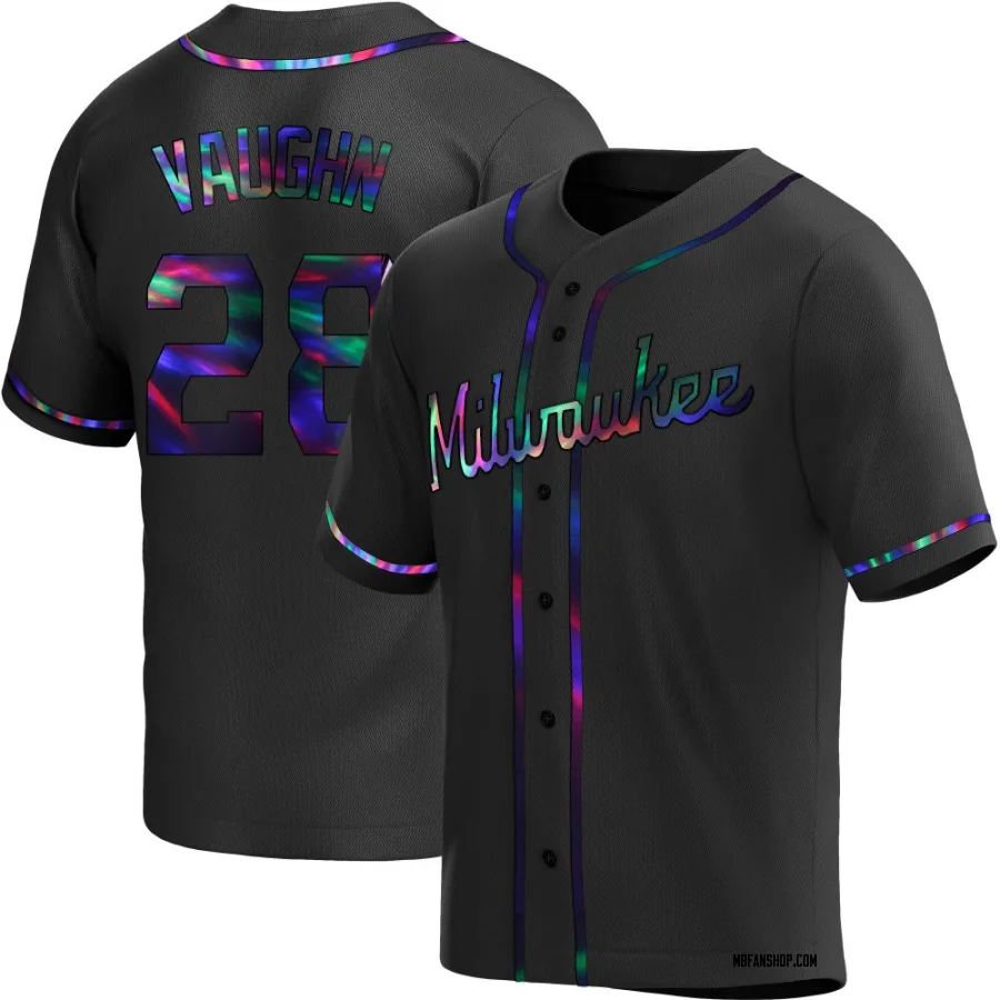Replica Youth Andrew Vaughn Milwaukee Brewers Alternate Jersey - Black Holographic