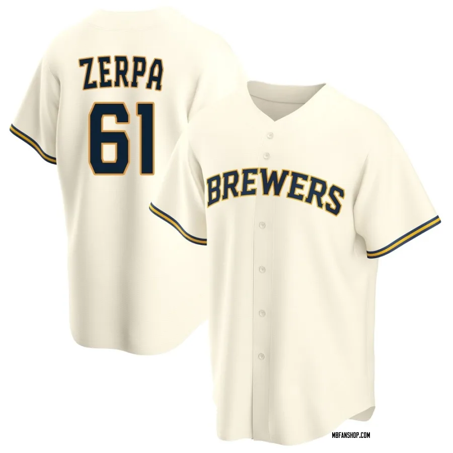 Replica Youth Angel Zerpa Milwaukee Brewers Home Jersey - Cream