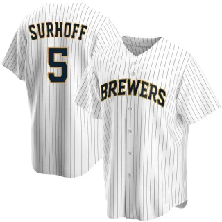 Replica Youth Bj Surhoff Milwaukee Brewers Home Jersey - White