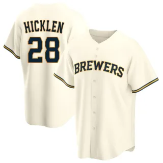 Replica Youth Brewer Hicklen Milwaukee Brewers Home Jersey - Cream