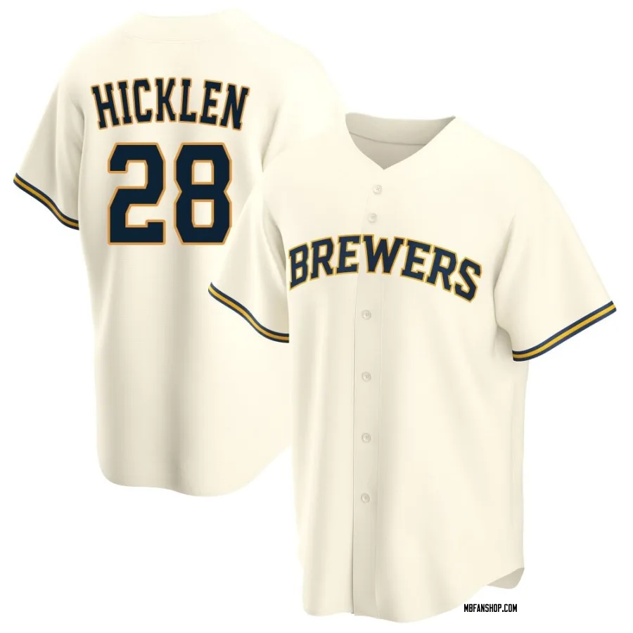 Replica Youth Brewer Hicklen Milwaukee Brewers Home Jersey - Cream