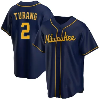 Replica Youth Brice Turang Milwaukee Brewers Alternate Jersey - Navy