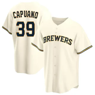 Replica Youth Chris Capuano Milwaukee Brewers Home Jersey - Cream