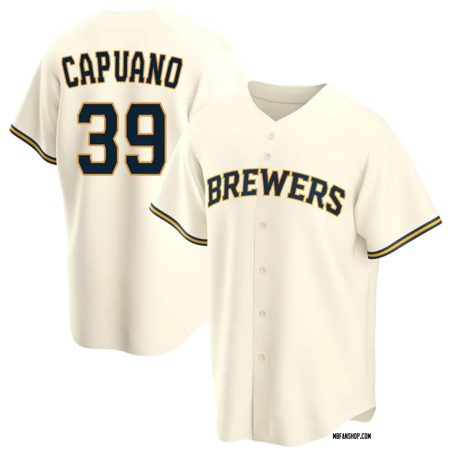 Replica Youth Chris Capuano Milwaukee Brewers Home Jersey - Cream