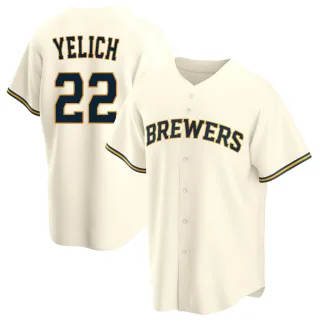 Replica Youth Christian Yelich Milwaukee Brewers Home Jersey - Cream
