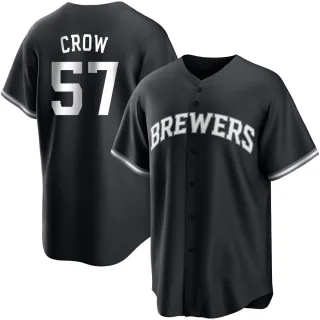 Replica Youth Coleman Crow Milwaukee Brewers Jersey - Black/White