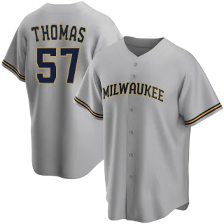 Replica Youth Connor Thomas Milwaukee Brewers Road Jersey - Gray