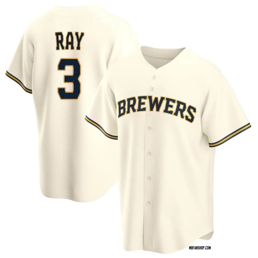 Replica Youth Corey Ray Milwaukee Brewers Home Jersey - Cream
