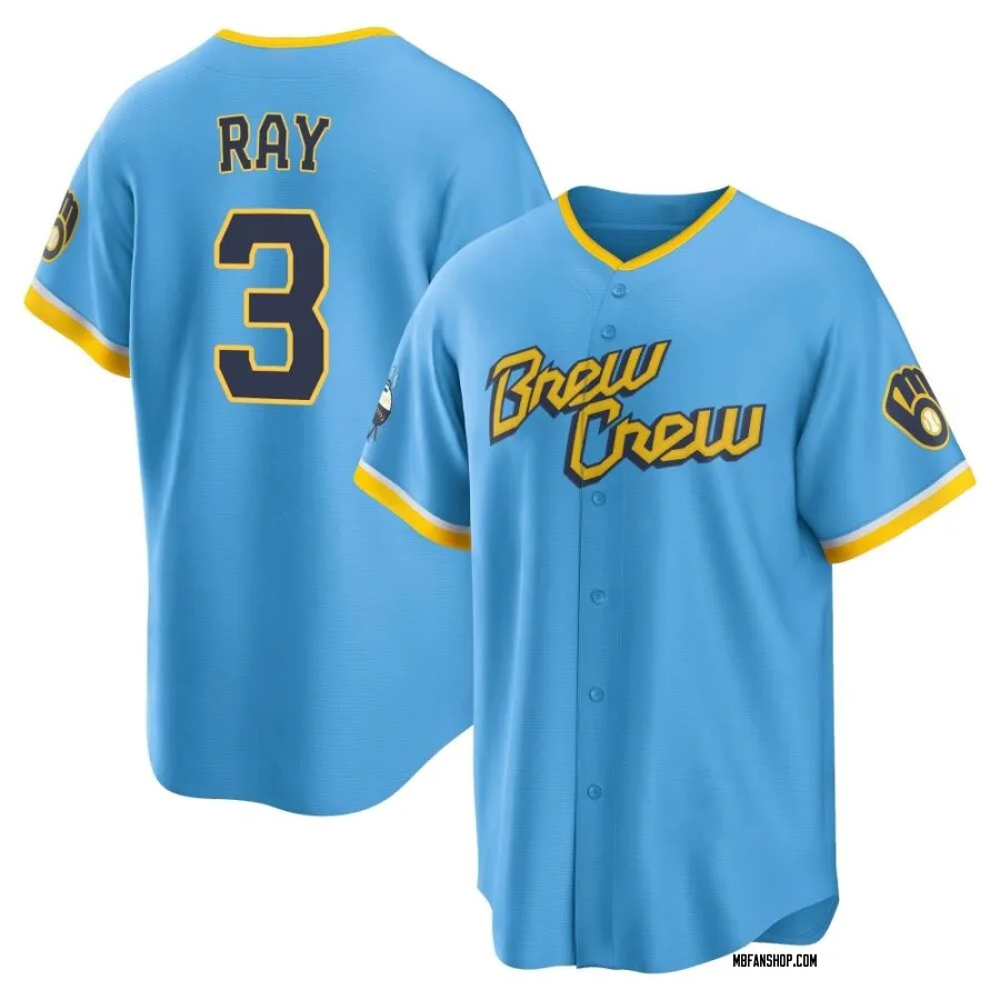 Replica Youth Corey Ray Milwaukee Brewers Powder 2022 City Connect Jersey - Blue