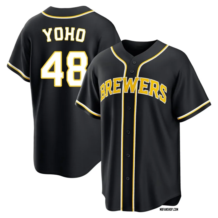 Replica Youth Craig Yoho Milwaukee Brewers Fashion Out Jersey - Black