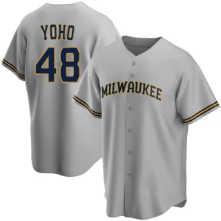 Replica Youth Craig Yoho Milwaukee Brewers Road Jersey - Gray