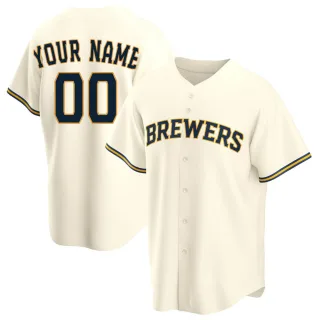 Replica Youth Custom Milwaukee Brewers Home Jersey - Cream