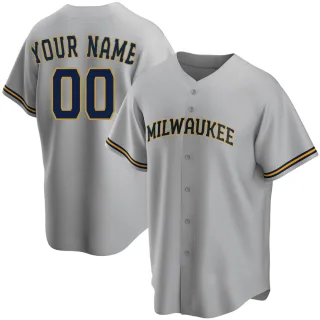 Replica Youth Custom Milwaukee Brewers Road Jersey - Gray