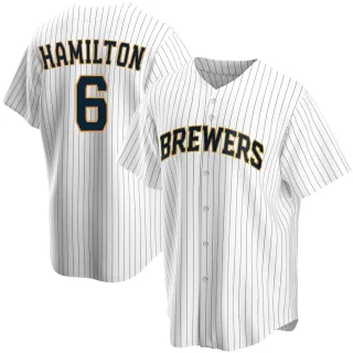 Replica Youth David Hamilton Milwaukee Brewers Home Jersey - White