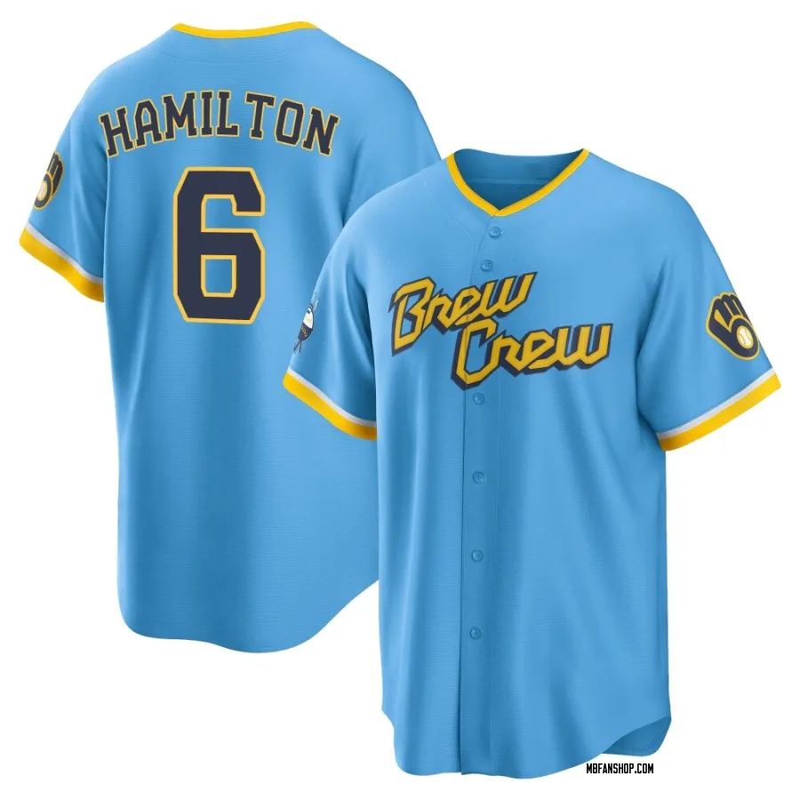 Replica Youth David Hamilton Milwaukee Brewers Powder 2022 City Connect Jersey - Blue