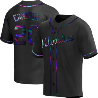 Replica Youth Daz Cameron Milwaukee Brewers Alternate Jersey - Black Holographic