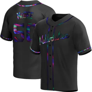 Replica Youth Easton McGee Milwaukee Brewers Alternate Jersey - Black Holographic