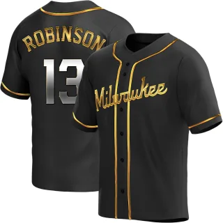 Replica Youth Glenn Robinson Milwaukee Brewers Alternate Jersey - Black Golden