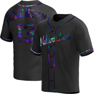 Replica Youth Glenn Robinson Milwaukee Brewers Alternate Jersey - Black Holographic