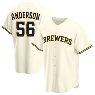 Replica Youth Grant Anderson Milwaukee Brewers Home Jersey - Cream