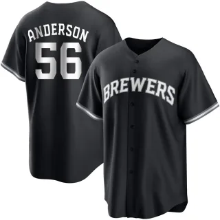 Replica Youth Grant Anderson Milwaukee Brewers Jersey - Black/White