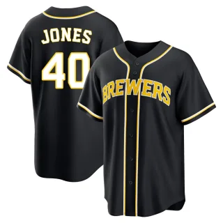 Replica Youth Greg Jones Milwaukee Brewers Fashion Out Jersey - Black