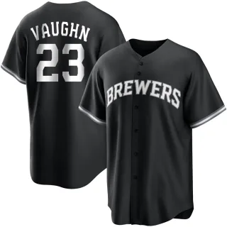 Replica Youth Greg Vaughn Milwaukee Brewers Jersey - Black/White
