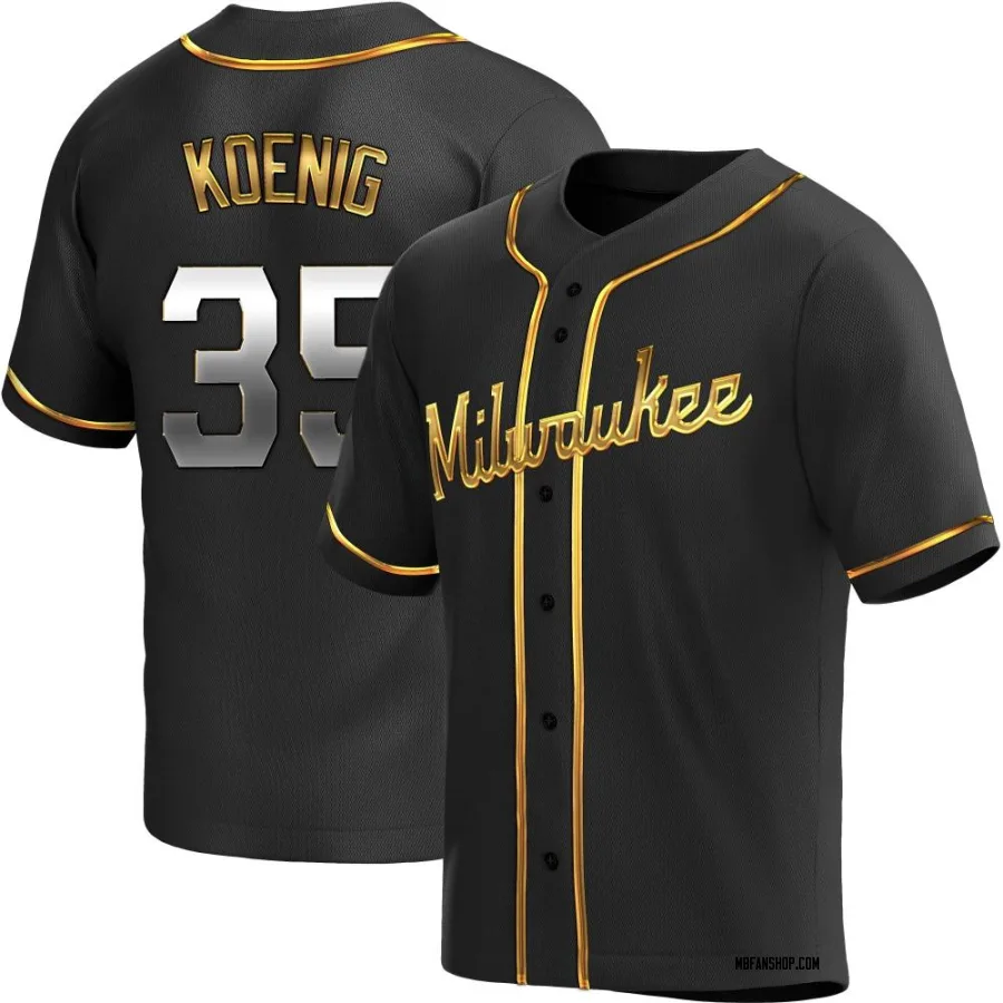 Replica Youth Jared Koenig Milwaukee Brewers Alternate Jersey - Black Golden