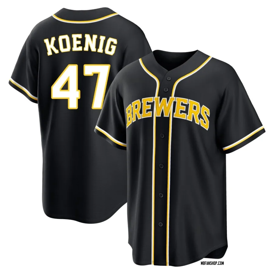 Replica Youth Jared Koenig Milwaukee Brewers Fashion Out Jersey - Black