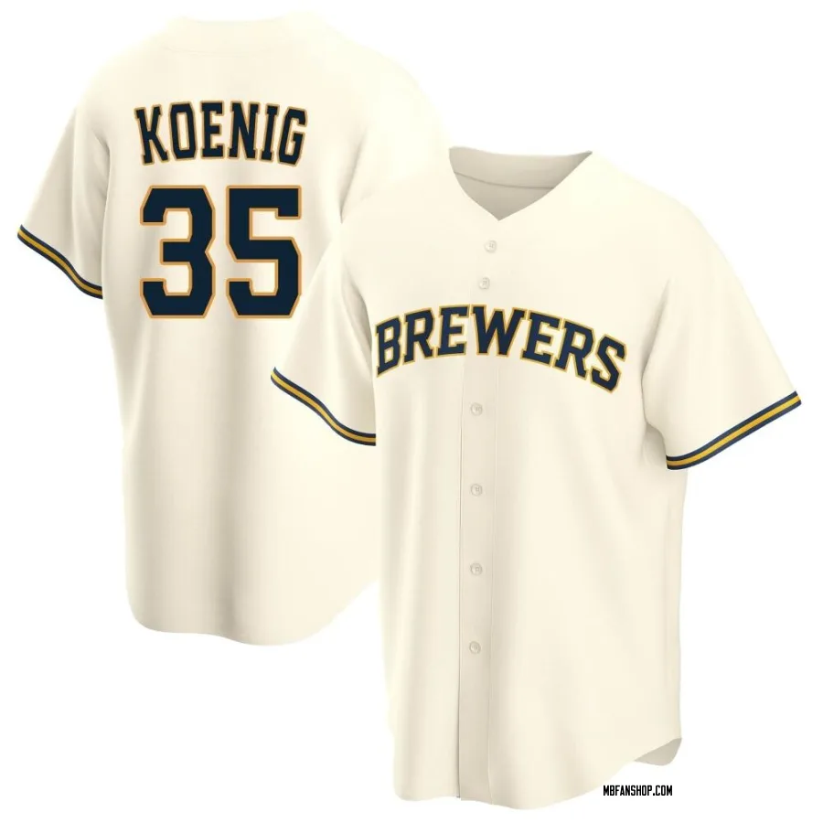 Replica Youth Jared Koenig Milwaukee Brewers Home Jersey - Cream