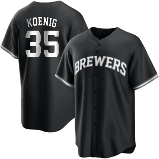 Replica Youth Jared Koenig Milwaukee Brewers Jersey - Black/White