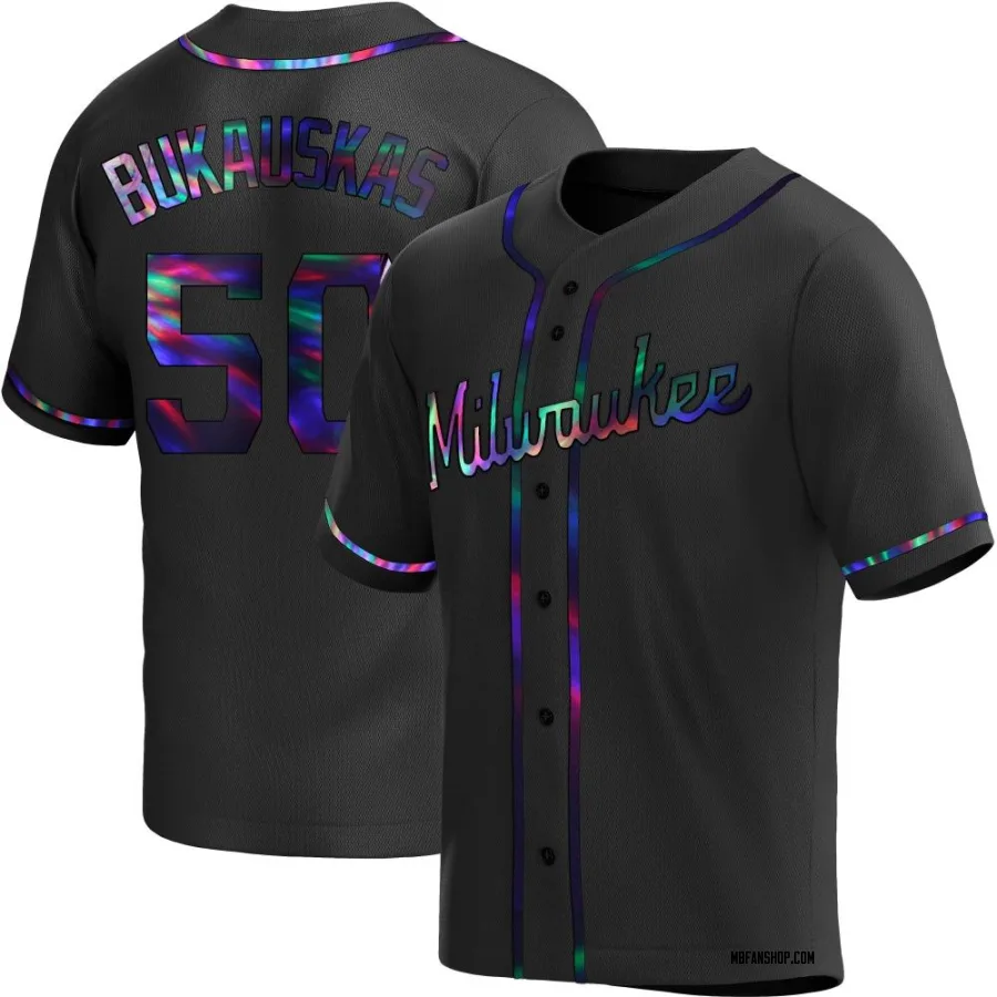 Replica Youth J.B. Bukauskas Milwaukee Brewers Alternate Jersey - Black Holographic