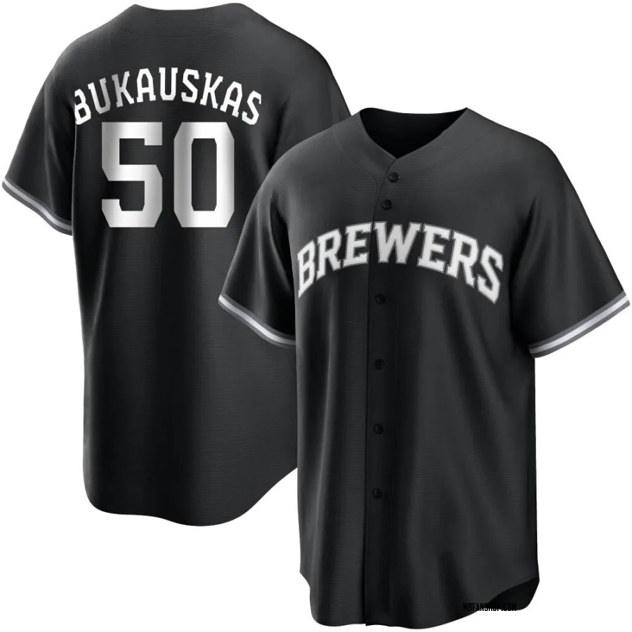 Replica Youth J.B. Bukauskas Milwaukee Brewers Jersey - Black/White