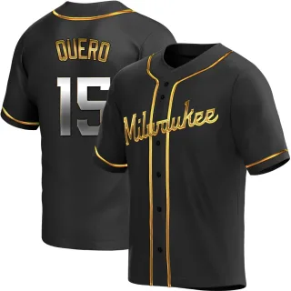 Replica Youth Jeferson Quero Milwaukee Brewers Alternate Jersey - Black Golden