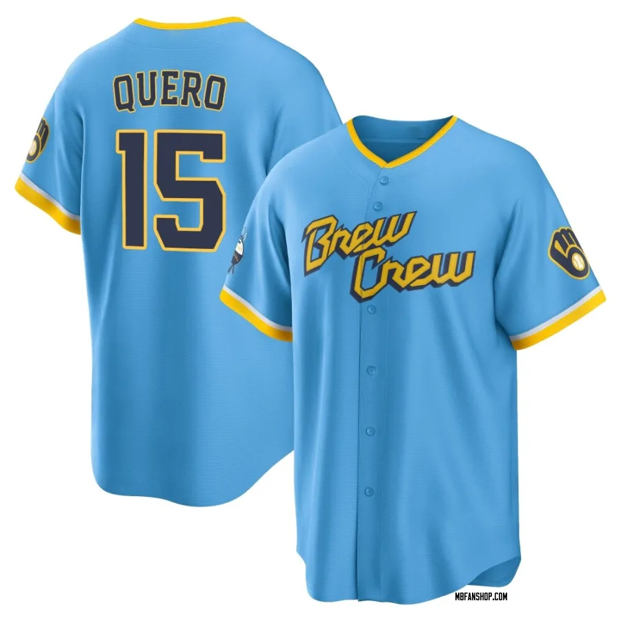 Replica Youth Jeferson Quero Milwaukee Brewers Powder 2022 City Connect Jersey - Blue