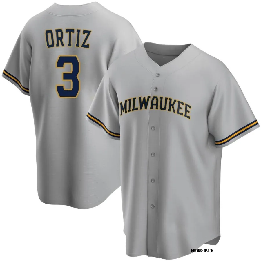 Replica Youth Joey Ortiz Milwaukee Brewers Road Jersey - Gray