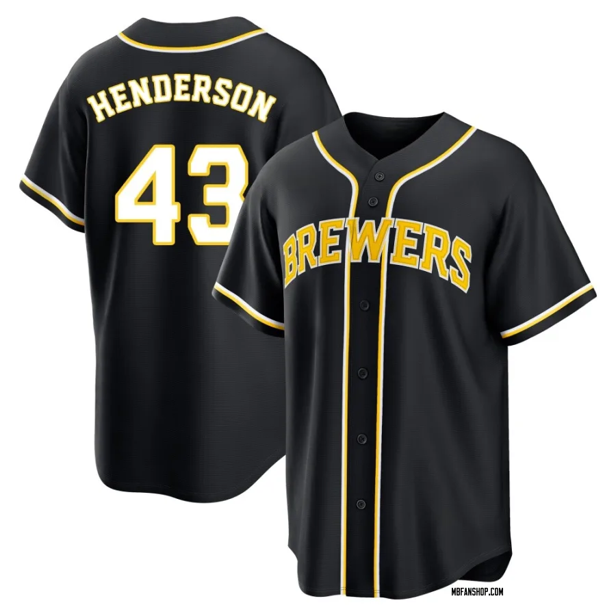 Replica Youth Logan Henderson Milwaukee Brewers Fashion Out Jersey - Black