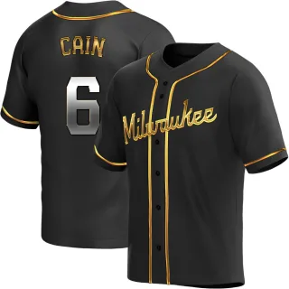 Replica Youth Lorenzo Cain Milwaukee Brewers Alternate Jersey - Black Golden