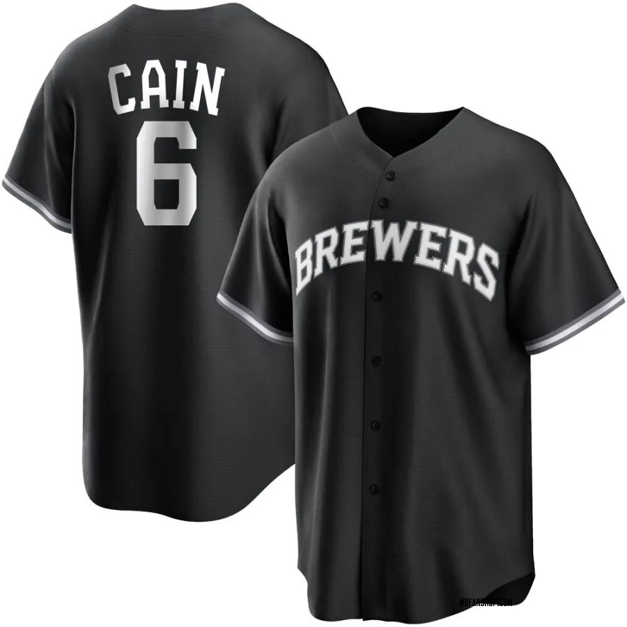 Replica Youth Lorenzo Cain Milwaukee Brewers Jersey - Black/White