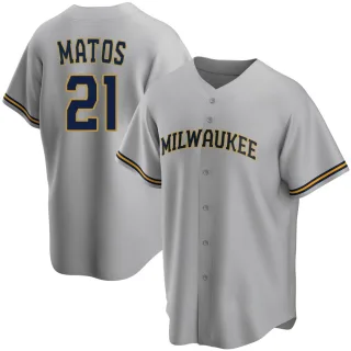 Replica Youth Luis Matos Milwaukee Brewers Road Jersey - Gray