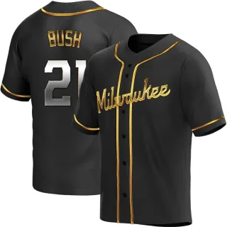 Replica Youth Matt Bush Milwaukee Brewers Alternate Jersey - Black Golden