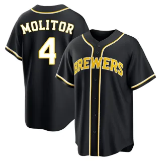 Replica Youth Paul Molitor Milwaukee Brewers Fashion Out Jersey - Black
