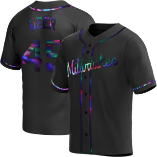 Replica Youth Rob Deer Milwaukee Brewers Alternate Jersey - Black Holographic