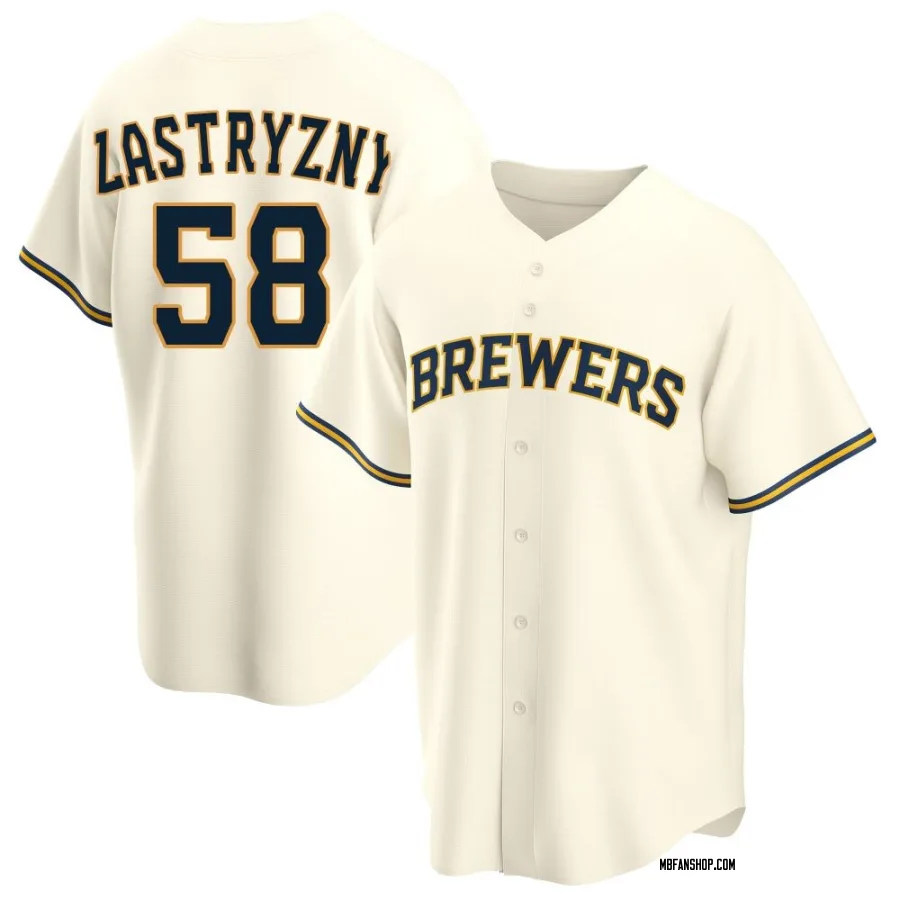 Replica Youth Rob Zastryzny Milwaukee Brewers Home Jersey - Cream