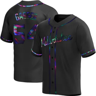 Replica Youth Robert Gasser Milwaukee Brewers Alternate Jersey - Black Holographic