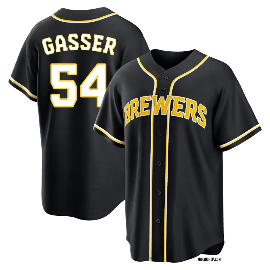 Replica Youth Robert Gasser Milwaukee Brewers Fashion Out Jersey - Black