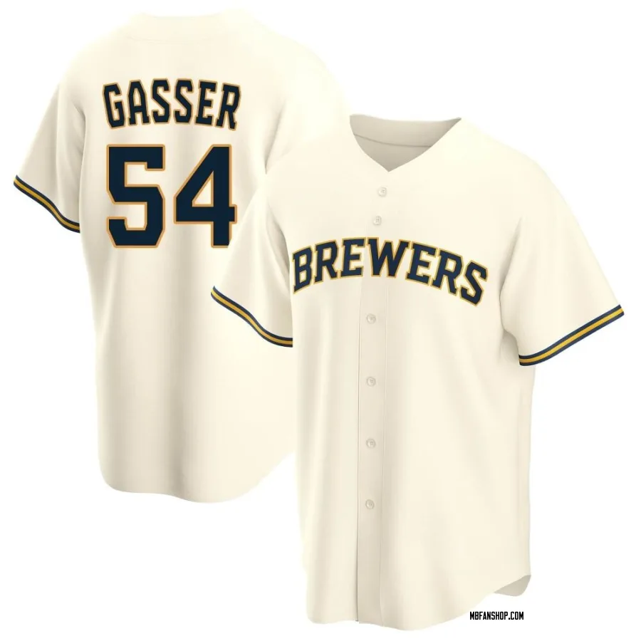Replica Youth Robert Gasser Milwaukee Brewers Home Jersey - Cream