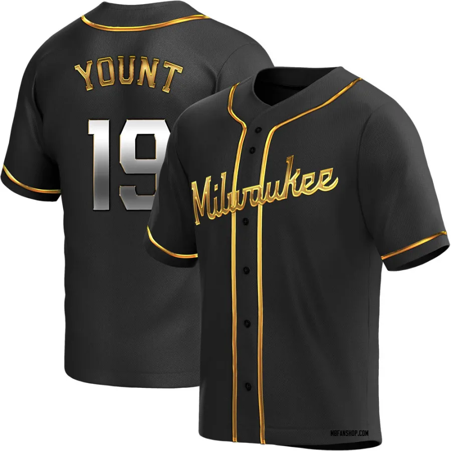 Replica Youth Robin Yount Milwaukee Brewers Alternate Jersey - Black Golden