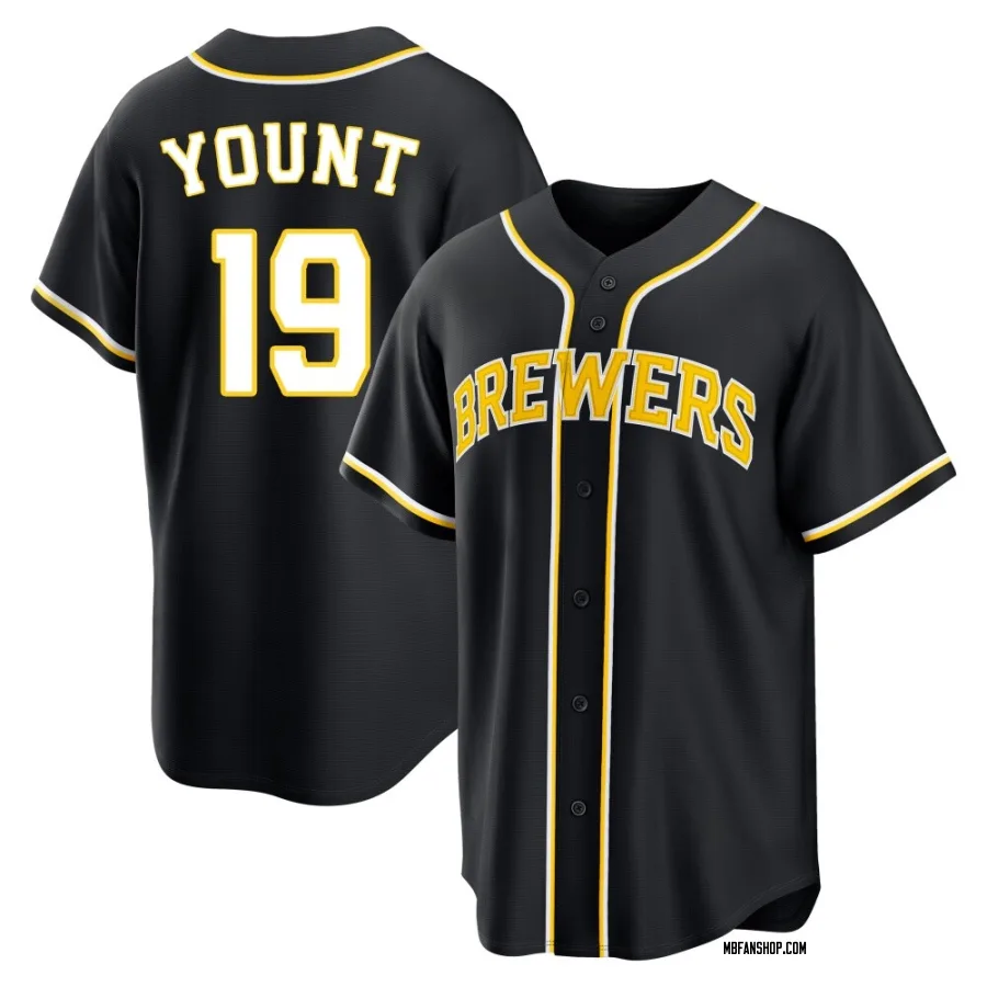 Replica Youth Robin Yount Milwaukee Brewers Fashion Out Jersey - Black
