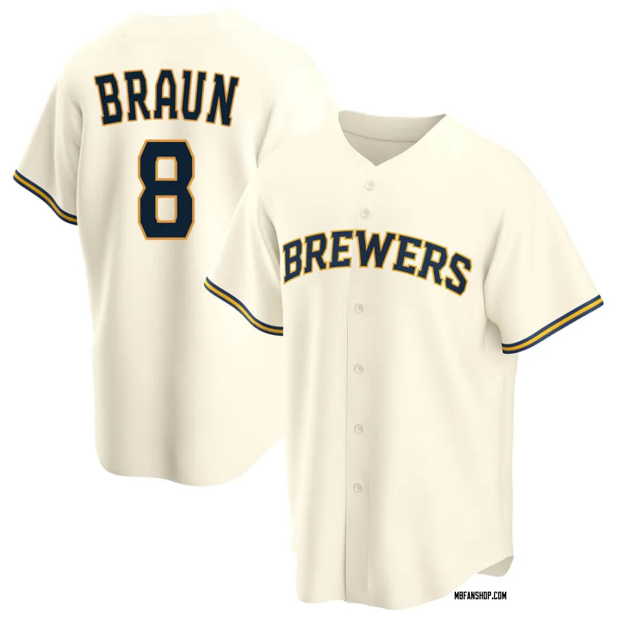 Replica Youth Ryan Braun Milwaukee Brewers Home Jersey - Cream